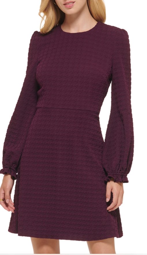 Tommy Hilfiger Women's Embossed Houndstooth Dress - Aubergine 14