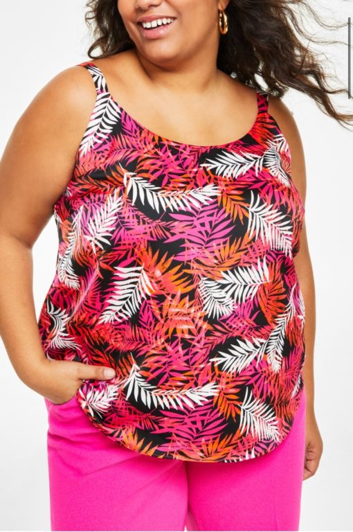 Bar III Plus Womens Floral Print Polyester Halter Top 3X