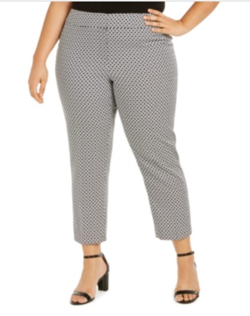 Kasper Womens Plus Size Geometric Slim-Leg Ankle Dress Pants - 22W