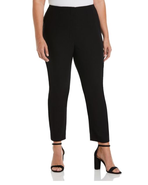 Ella Rafaella Plus Size Straight Leg Pants - Black -20W