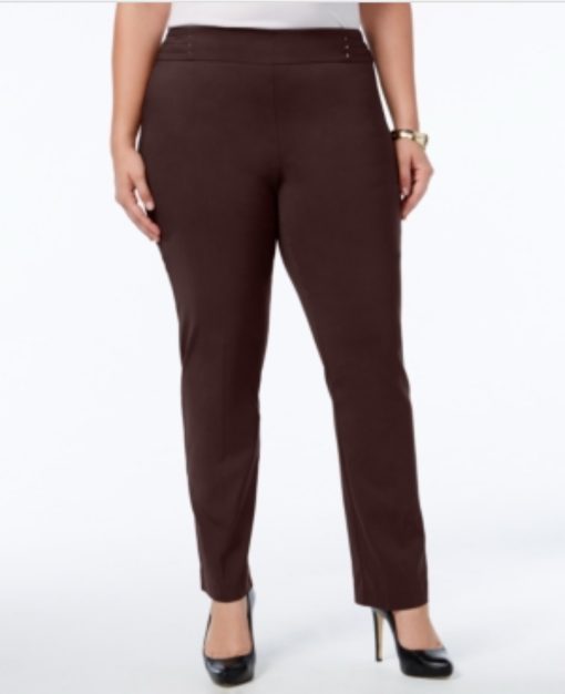 Jm Collection Plus Size Tummy Control Pull-on Slim-Leg Pants - Espresso Roast -28W