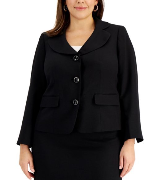 Le Suit Plus Size Curved-Lapel Skirt Suit size 24W