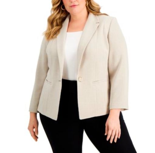 Kasper Womens Plus Seamed Professional One-Button Blazer size 18W