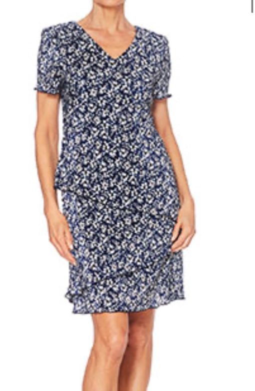 Connected Petites Womens V-Neck Knee Shift Dress 8P