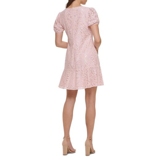 Kensie Dresses Womens Lace Puff Sleeves Shift Dress 4