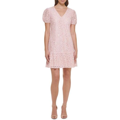 Kensie Dresses Womens Lace Puff Sleeves Shift Dress 4 - Image 2