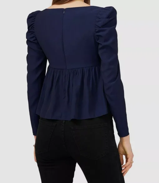 1.State Womens Winter Luxe Square Neckline Puff Sleeve Blouse 6 - Image 2