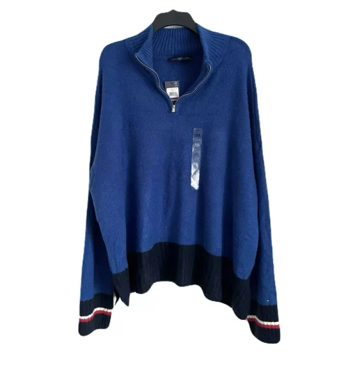 Tommy Hilfiger Womens Half-Zip Colorblock Mock Turtleneck Sweater blue XL - Image 2