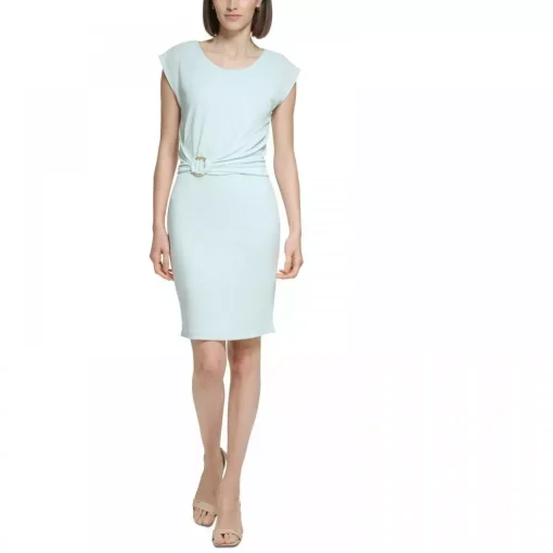 Womens Jersey Cap Sleeves Sheath Dress