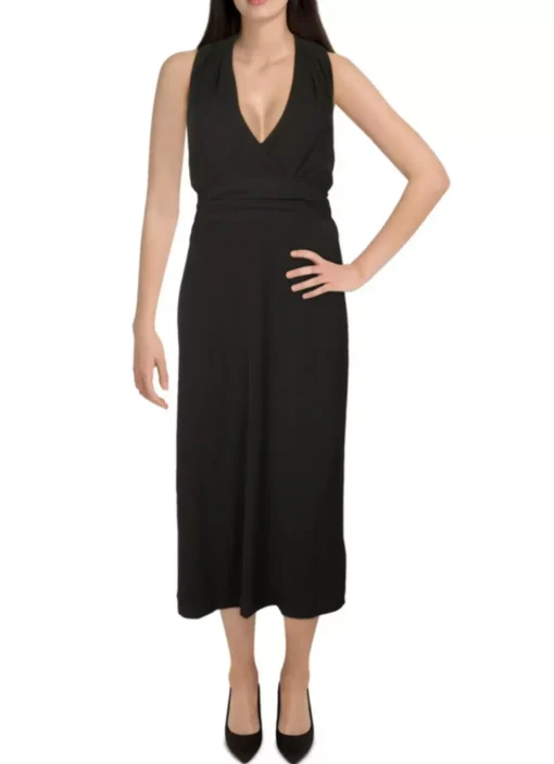 Lauren Womens Belted Long Cocktail and Party Dress 4 - Image 2