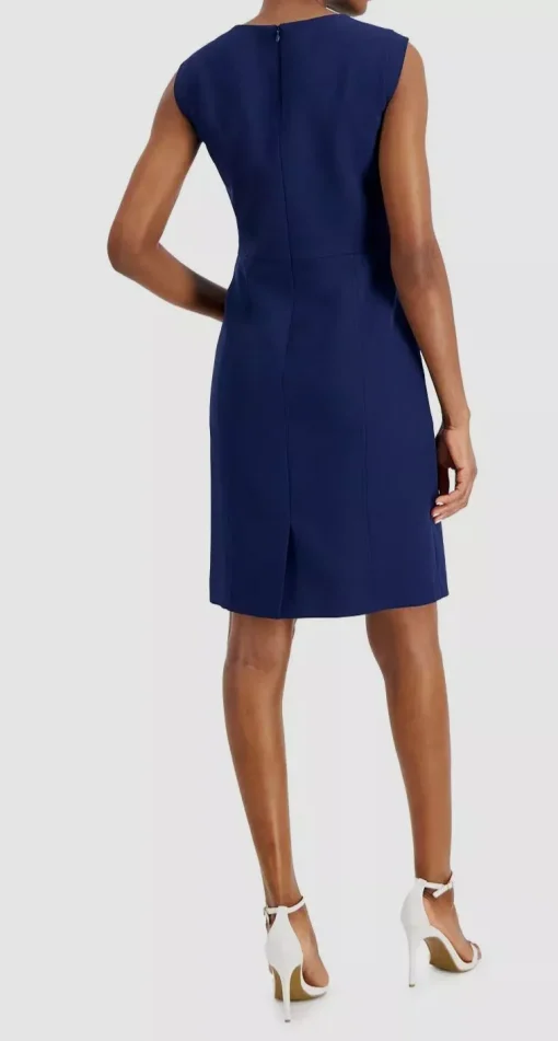 Anne Klein Womens Stretch Sheath Dress 2 Blue - Image 2