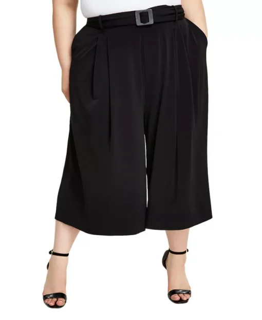 Calvin Klein Plus Womens Pleated Cropped Wide Leg Pants 1X