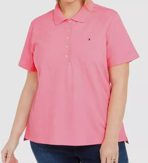 Tommy Hilfiger Plus Size Short-Sleeve Polo Shirt - Peony Rose 3X