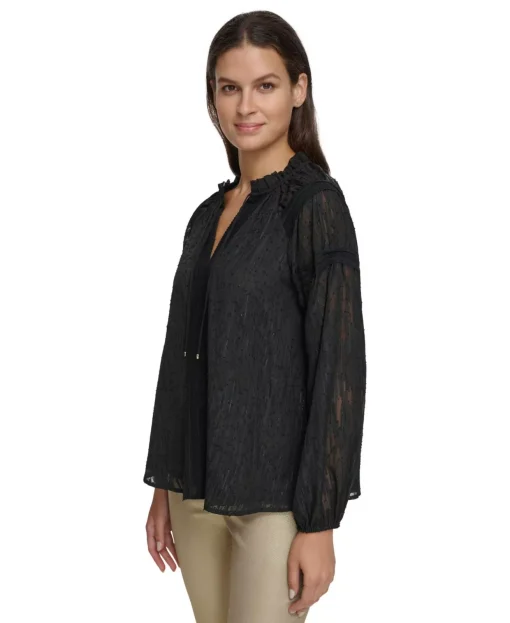 TOMMY HILFIGER Womens Layered Blouse BLACK XS - Image 2