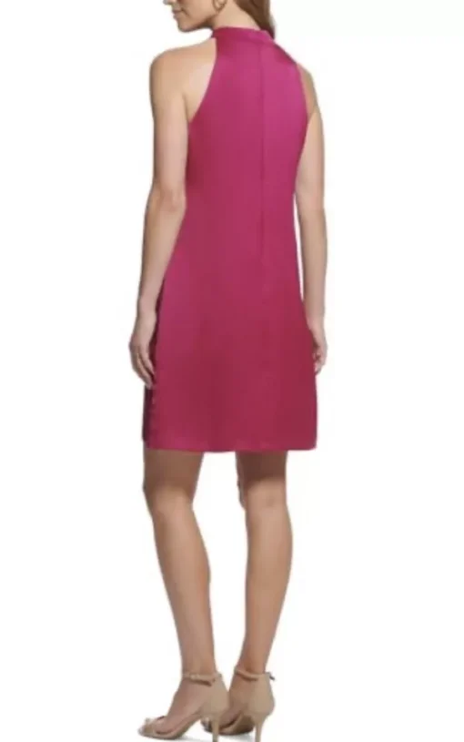 Vince Camuto Womens Pink Zippered Lined Self-tie Bow Sleeveless Halter Above the Knee Party Shift Dress Petites 4P - All