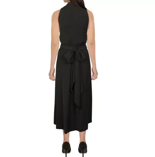 Lauren Womens Belted Long Cocktail and Party Dress 4