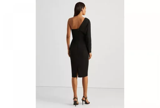 Lauren Ralph Lauren One-Shoulder Georgette Cocktail Dress - Polo Black 0 - Image 2