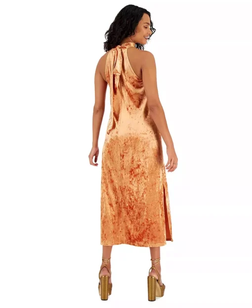 Bar III Orange Velvet Halter Midi Dress - XXL - Women's Dresses - Image 2