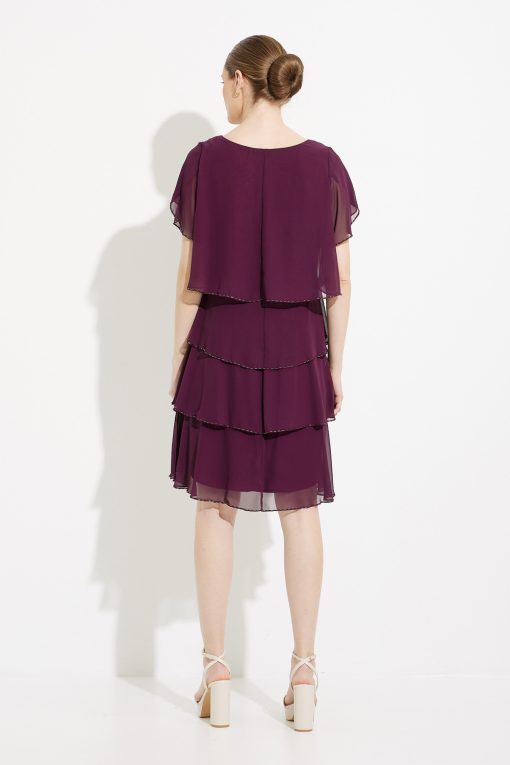 SLNY Fashions Beaded Tiered Shift Dress - Aubergine Size 16 - Image 2