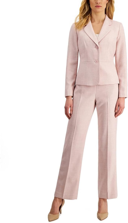 Le Suit Women's Notch-Collar Pantsuit, Regular and Petite Sizes - Lt Blossom Combo 18