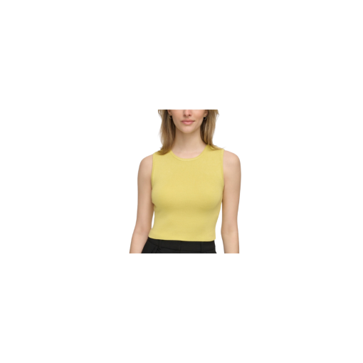 Calvin Klein Women's Sleeveless Ribbed Crop Tank Top yellow XS