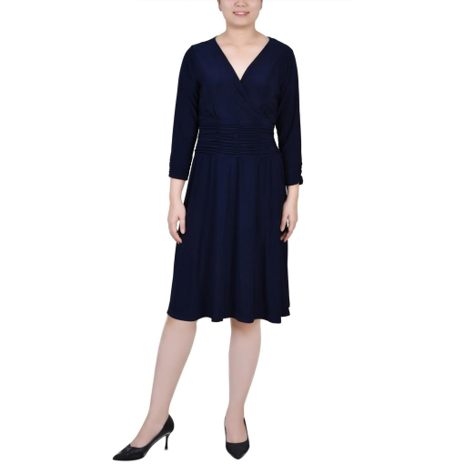 NY Collection Petites Womens Party Knee Length MIDI Dress blue PM