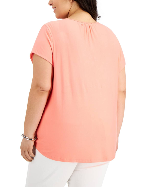 Tommy Hilfiger Plus Coral Top 2X Women's Blouse - Casual Wear