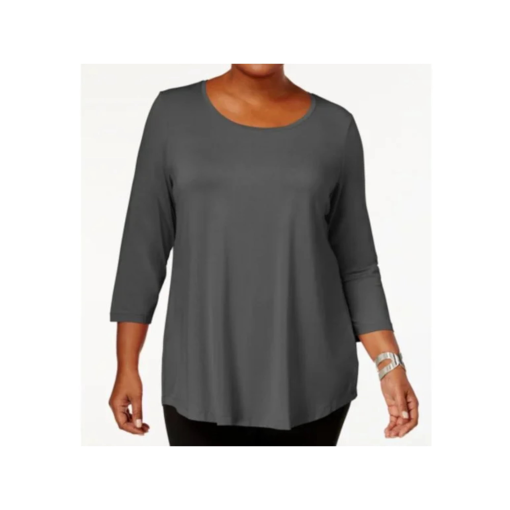 Jm Collection Plus Size Scoopneck Top, Created for Macy's - Dark Granite size 2x