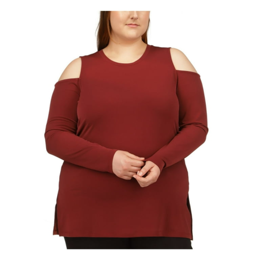 I Michael Michael Kors Plus Size Cold-Shoulder Top - Merlot 1X