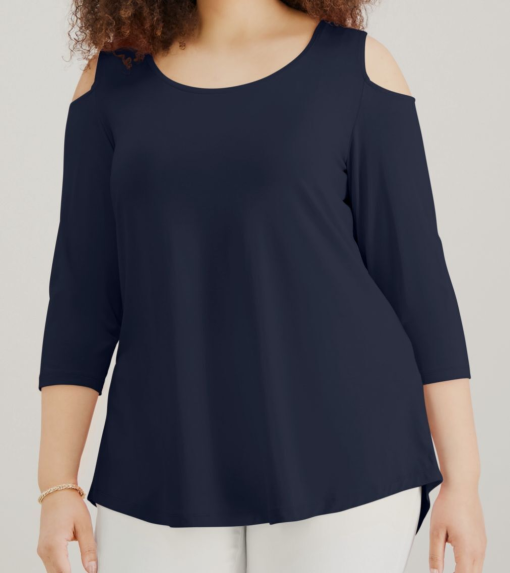 Jm Collection Plus Size Cold-Shoulder Top, Created for Macy's - Intrepid Blue 3X