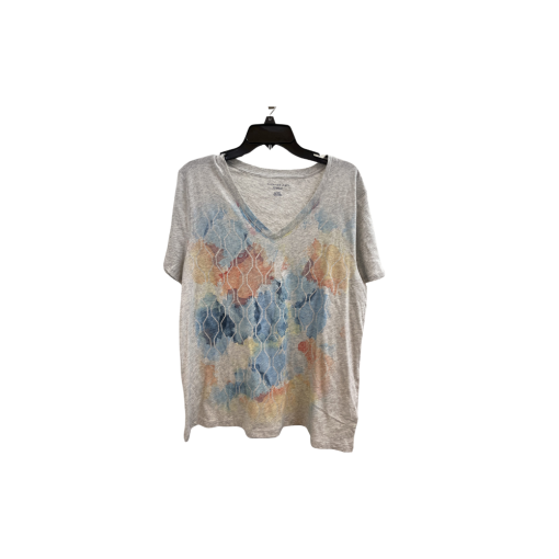 Tommy Hilfiger Gray Floral V-Neck Tee XL - Women's Top