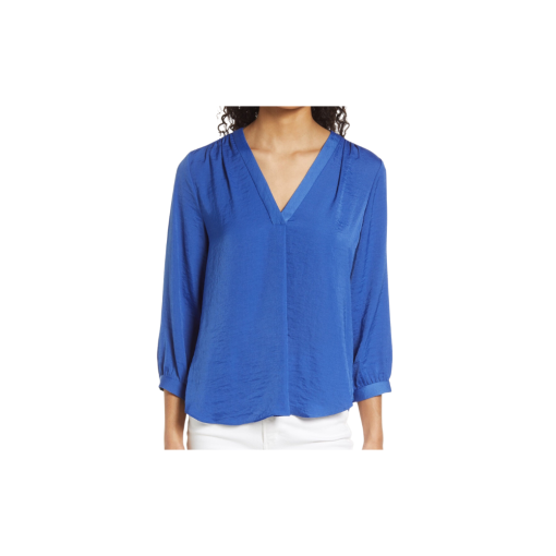 VINCE CAMUTO Rumple Fabric Blouse BLUE XS