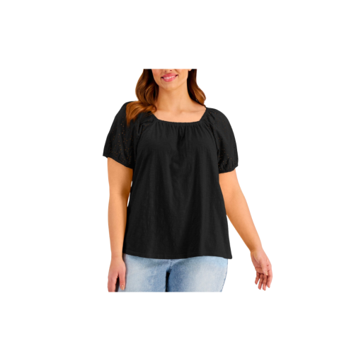 Style & Co Plus Size Cotton on Off Shoulder Top, Created for Macy's 2X