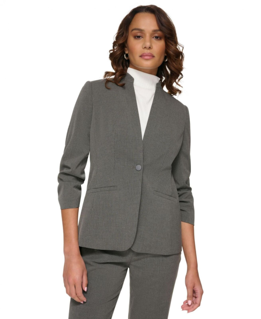 Calvin Klein Gray Pinstripe Blazer Size 16 - Women's Suit Jacket