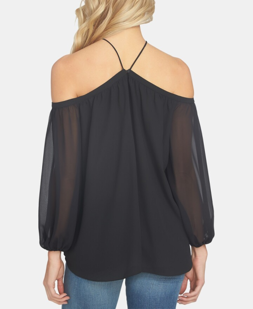 1.state Women's Off-the-Shoulder Halter Neck Blouse - Rich Black XXS - Image 2