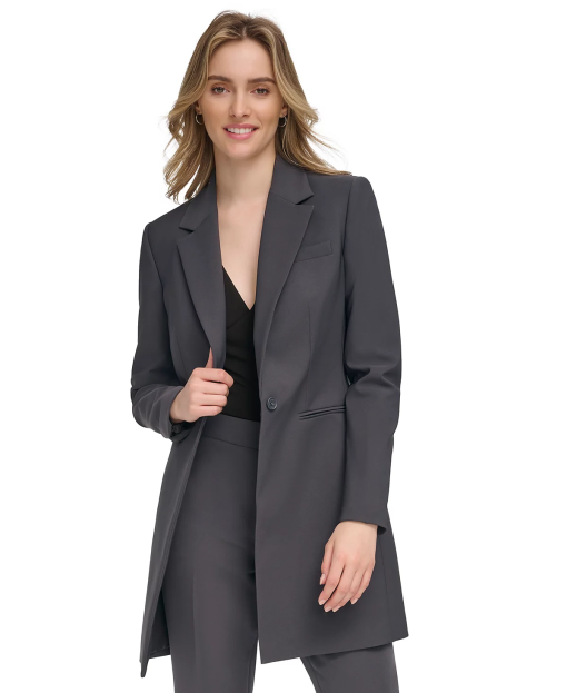 Calvin Klein Women's One-Button Topper Jacket - Charcoal size 8