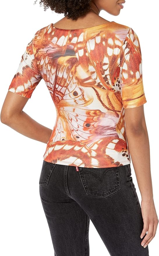 Guess Women's Cassia Twist Cutout Printed Knit Top - Vanessa Cardui XS - Image 2