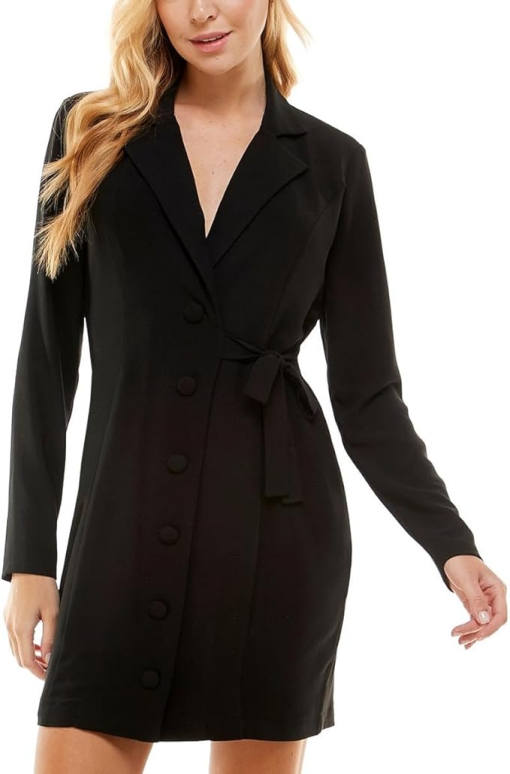 City studio Juniors Womens Collared Above Knee Shirtdress black XXS