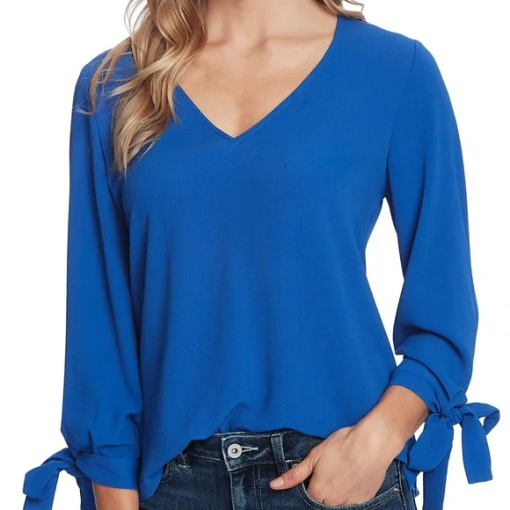 CeCe Blue V-Neck Blouse Size S | Women's Tops