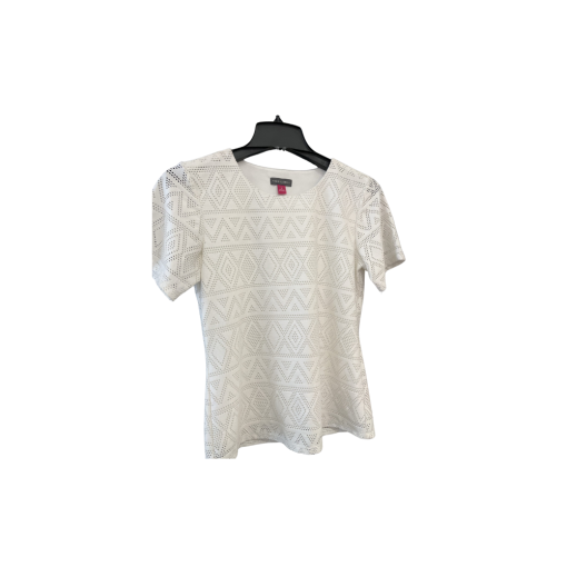 Vince Camuto White Perforated Top - Size S - Women's Blouse