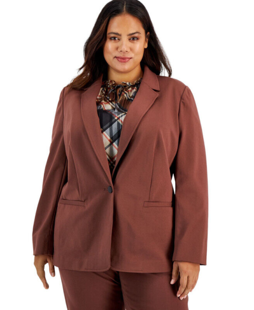 Bar III Plus Size Brown Blazer - Women's Suit Jacket - 3X - Workwear