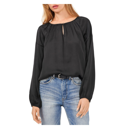 Vince Camuto Black Blouse XS Long Sleeve Keyhole Top - Women's Shirts