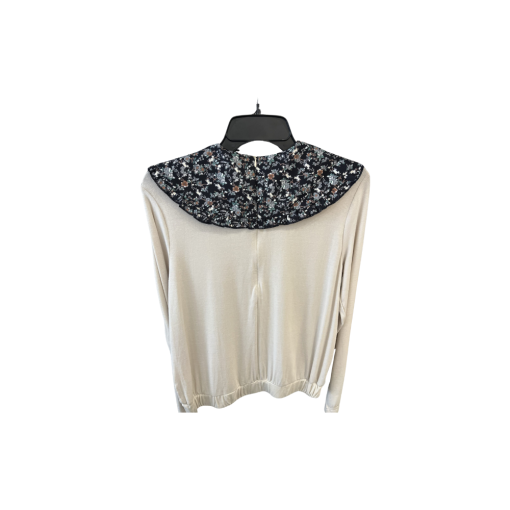 Maple & Cliff Beige Floral Collar Sweater - Size S - Women's Top
