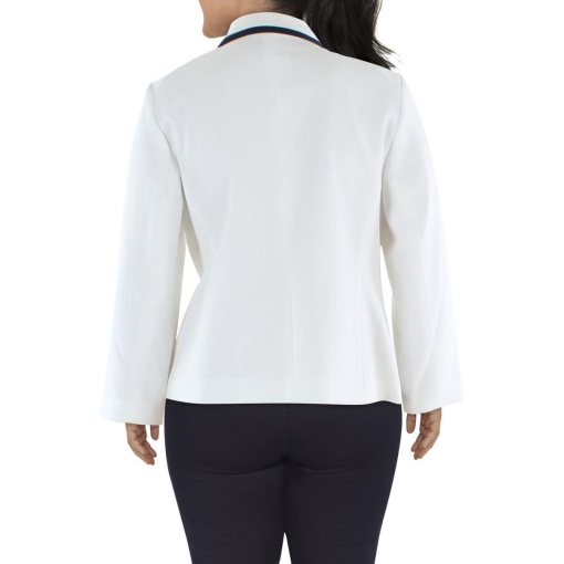 Le Suit Plus Size White Blazer with Black Trim - Women's Suit - Image 2