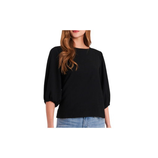 Vince Camuto Black Puff Sleeve Top - Size S - Women's Blouse