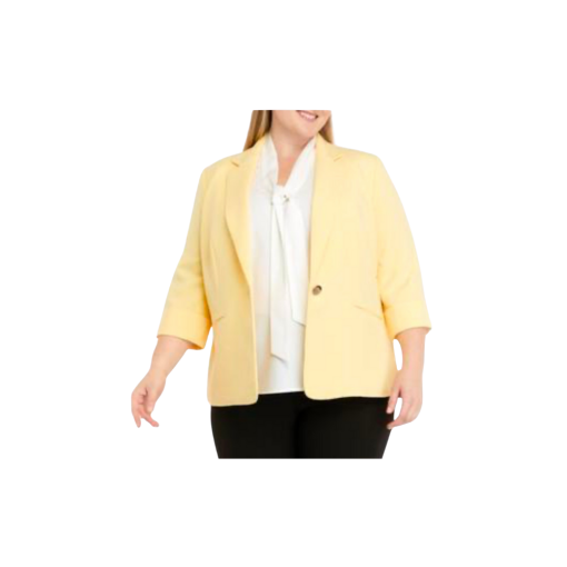 KASPER Plus Yellow Blazer 24W - Women's Plus Size Jackets