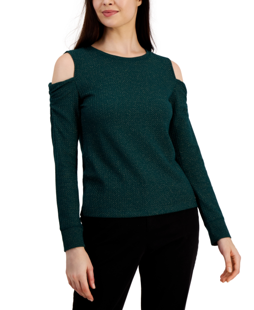 Tommy Hilfiger Green XS Cold Shoulder Top - Women's Shirts