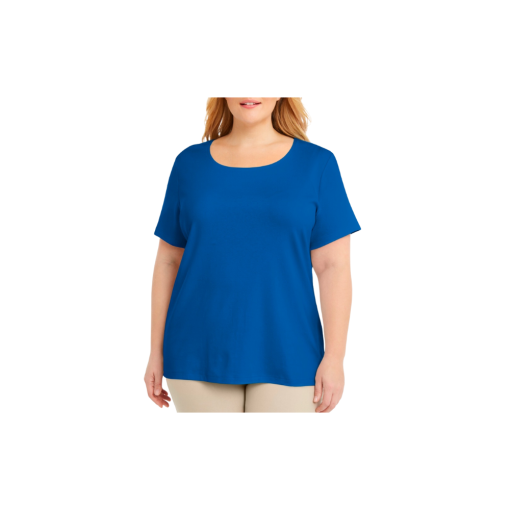 Karen Scott Plus Cobalt Blue Plus Size Scoop Neck Tee - Tops