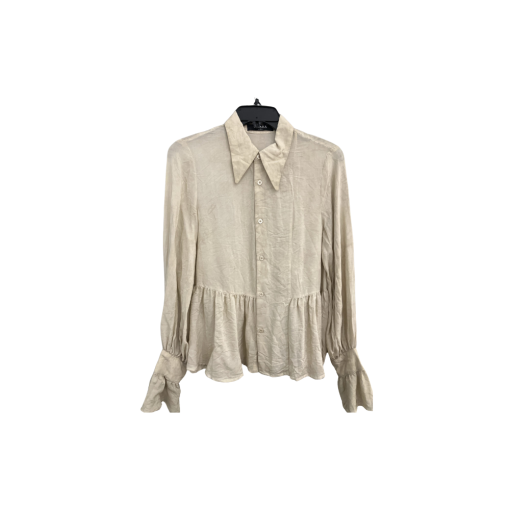 CAARA Beige Blouse Size S - Women's Button Down Shirt