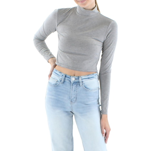 Kingston Grey Turtleneck Crop Top - Size L - Women's Shirts